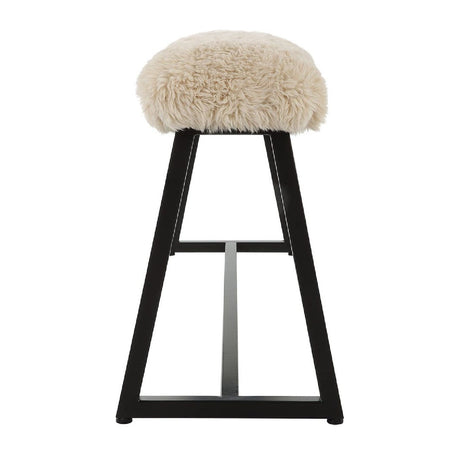 Modern European furniture - Beige Long-Haired Sheepskin Bench - www.oroa.com