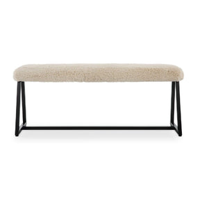 Beige Long-Haired Sheepskin Bench by Uttermost Taupo