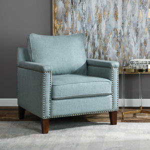   Blue Nail Trimmed Accent Chair | Oroa.com