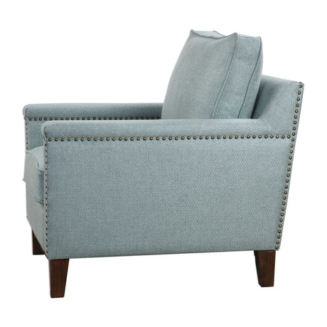 Modern European furniture - Blue Nail Trimmed Accent Chair - www.oroa.com