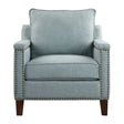 Modern European furniture - Blue Nail Trimmed Accent Chair - www.oroa.com