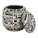 Modern European furniture - Black Patterned Storage Ottoman - www.oroa.com