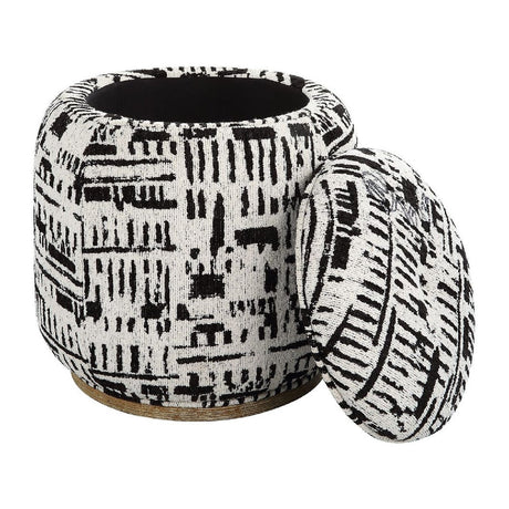 Modern European furniture - Black Patterned Storage Ottoman - www.oroa.com