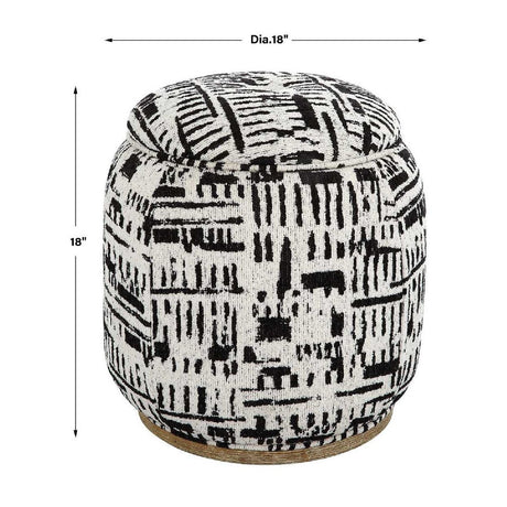 Modern European furniture - Black Patterned Storage Ottoman - www.oroa.com