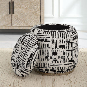   Black Patterned Storage Ottoman | Oroa.com