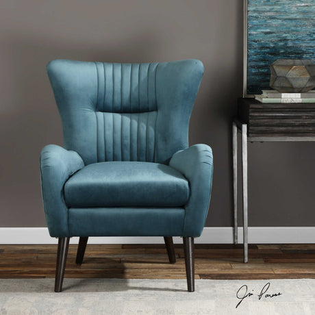 Blue Velvet Tufted Accent Chair | Uttermost Dax