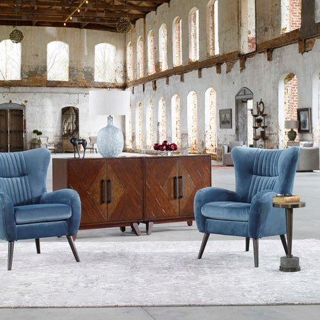 Blue Velvet Tufted Accent Chair | Uttermost Dax