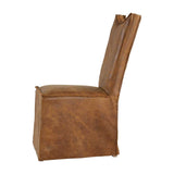 Modern European furniture - Brown Leather Slipcover Dining Chairs (2) - www.oroa.com