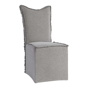   Gray Linen Fringed Dining Chairs (2) | Oroa.com