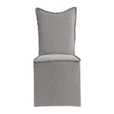 Gray Linen Fringed Dining Chairs (2) | Uttermost Narissa