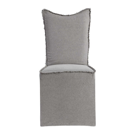 Gray Linen Fringed Dining Chairs (2) | Uttermost Narissa