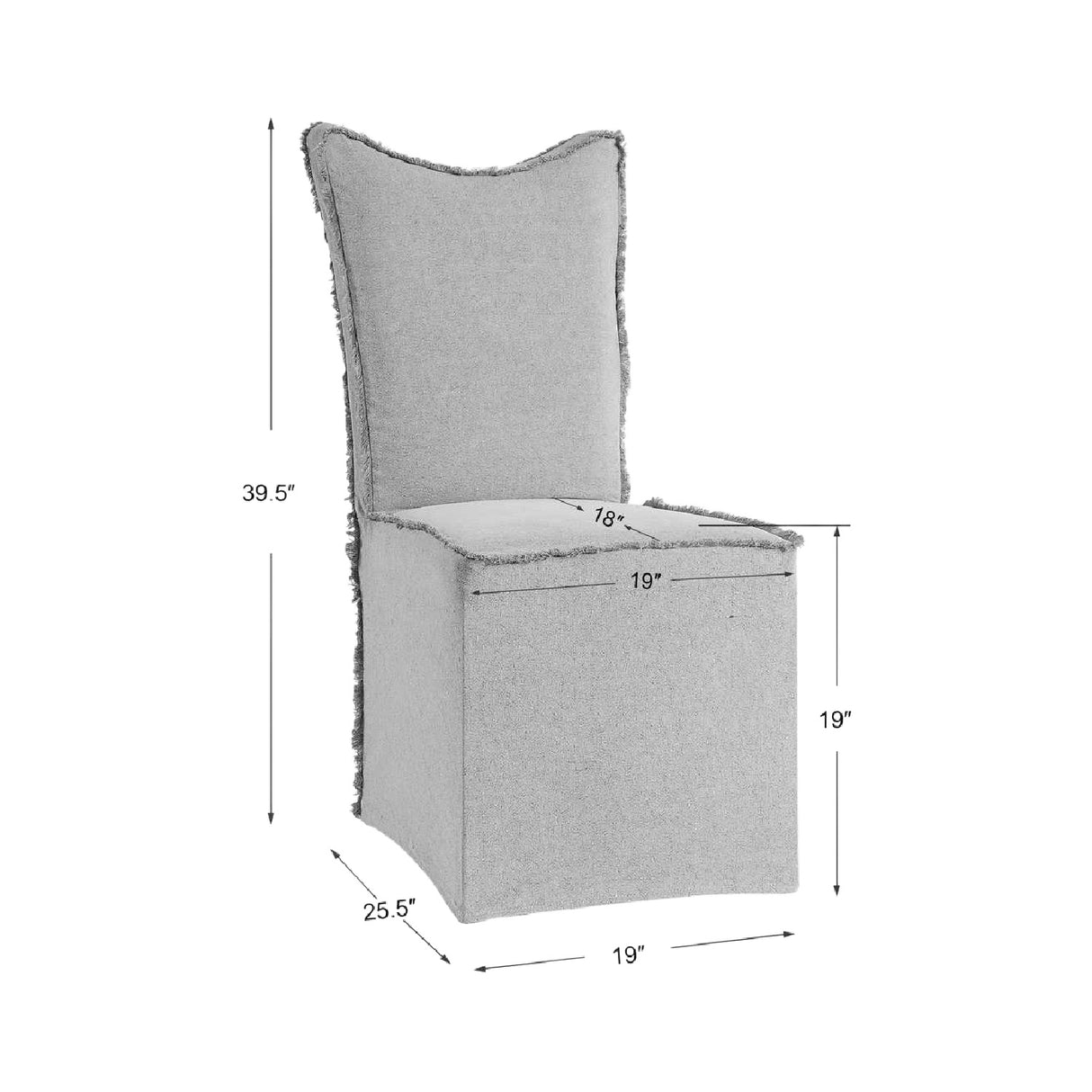   Gray Linen Fringed Dining Chairs (2) | Oroa.com