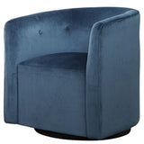 Modern European furniture - Blue Velvet Swivel Chair - www.oroa.com