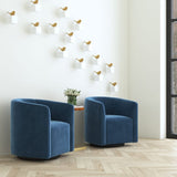 Modern European furniture - Blue Velvet Swivel Chair - www.oroa.com