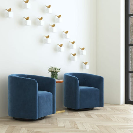   Modern European furniture - Blue Velvet Swivel Chair - www.oroa.com | Oroa.com