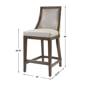   Beige Leather Counter Stool | Oroa.com