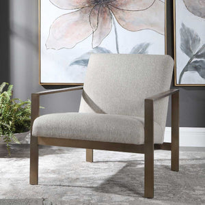   Beige Woven Fabric Accent Chair | Oroa.com