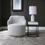 White Linen Blend Swivel Chair | Uttermost Hobart