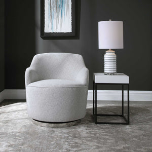   White Linen Blend Swivel Chair | Oroa.com