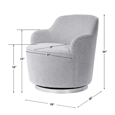 White Linen Blend Swivel Chair | Uttermost Hobart
