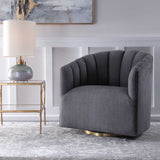 Gray Channel-Tufted Swivel Chair | Uttermost Cuthbert