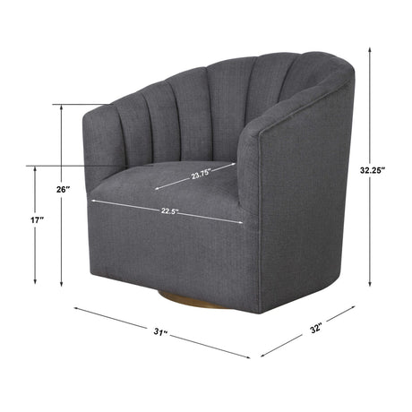 Gray Channel-Tufted Swivel Chair | Uttermost Cuthbert