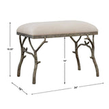 Modern European furniture - Silver Framed White Bench S - www.oroa.com