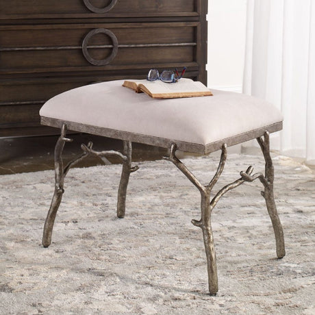 Modern European furniture - Silver Framed White Bench S - www.oroa.com