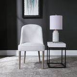 Modern European furniture - White Fabric Dining Chairs (2) - www.oroa.com
