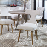 White Fabric Mid-Century Accent Chairs (2) | Uttermost Klismos