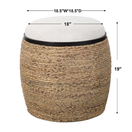 Braided Straw Round Ottoman | Uttermost  Island