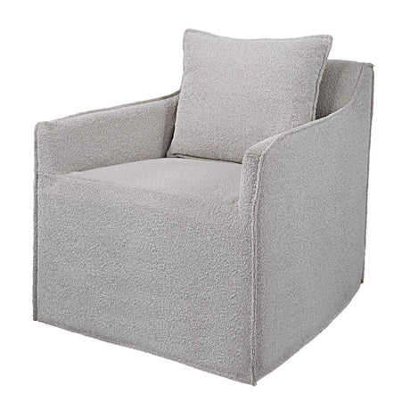 Gray Boucle Slipcover Swivel Chair | Uttermost Welland