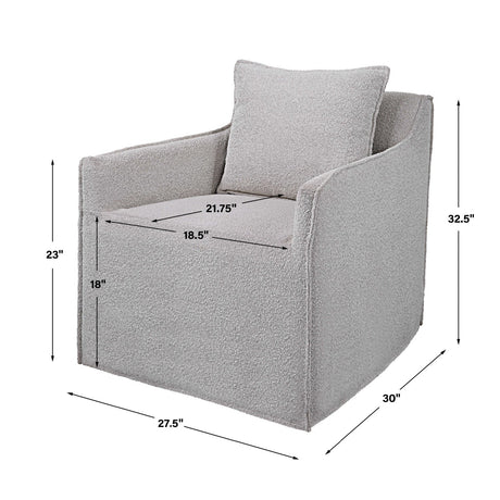 Gray Boucle Slipcover Swivel Chair | Uttermost Welland