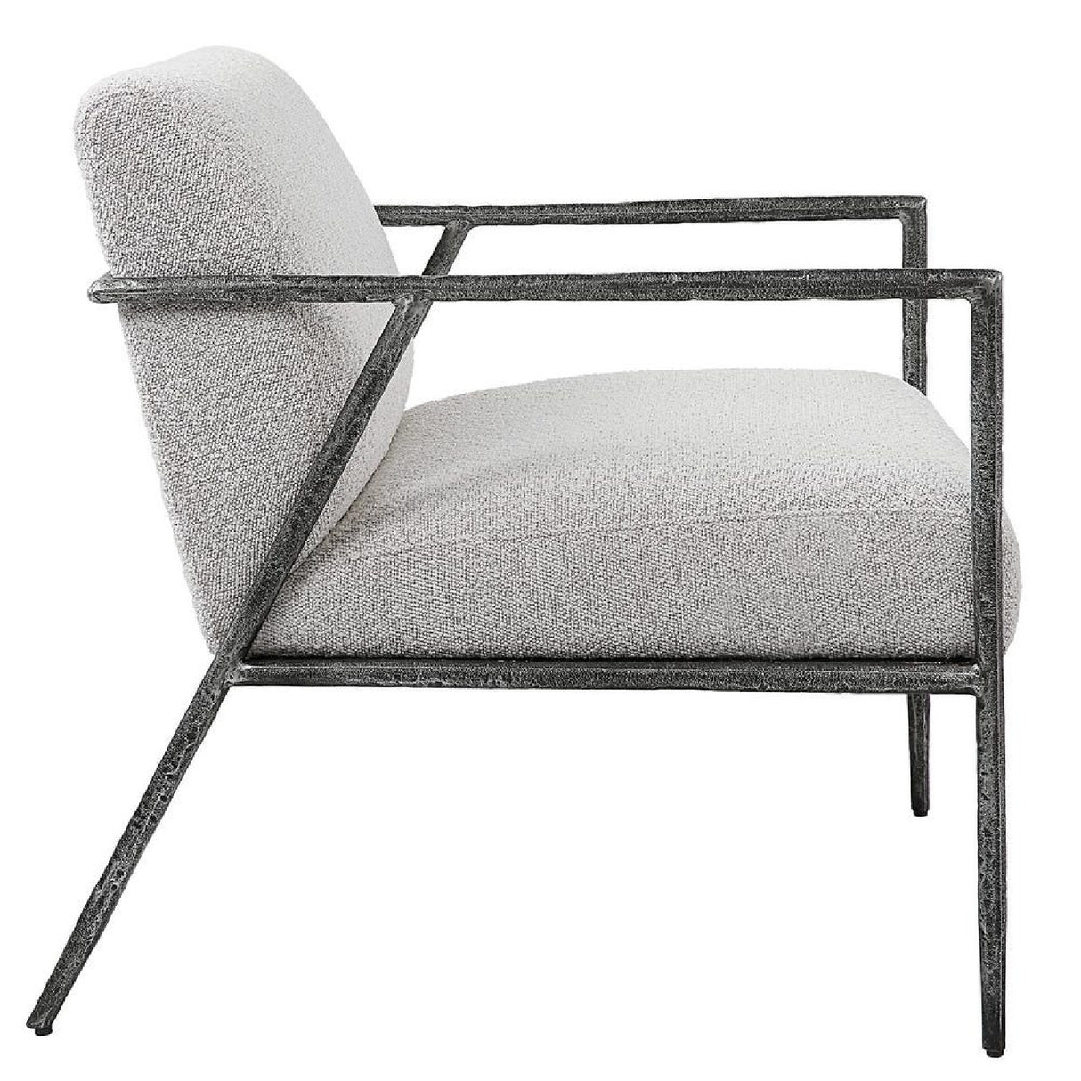   Iron Framed Boucle Lounge Chair | Oroa.com