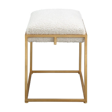 Modern European furniture - Gold Framed Shearling Bench - www.oroa.com