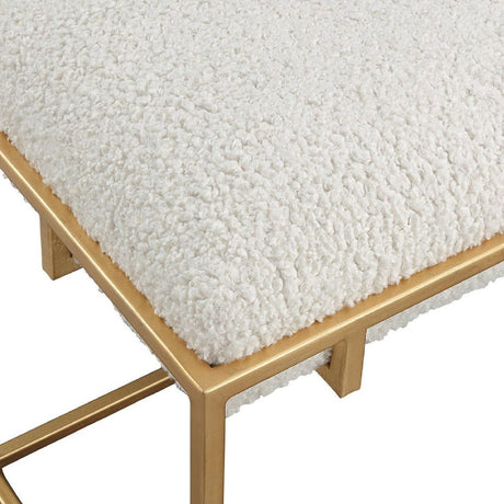 Modern European furniture - Gold Framed Shearling Bench - www.oroa.com