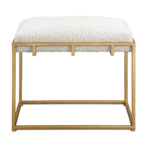 Gold Framed Shearling Bench by Uttermost Paradox