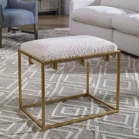   Gold Framed Shearling Bench | Oroa.com