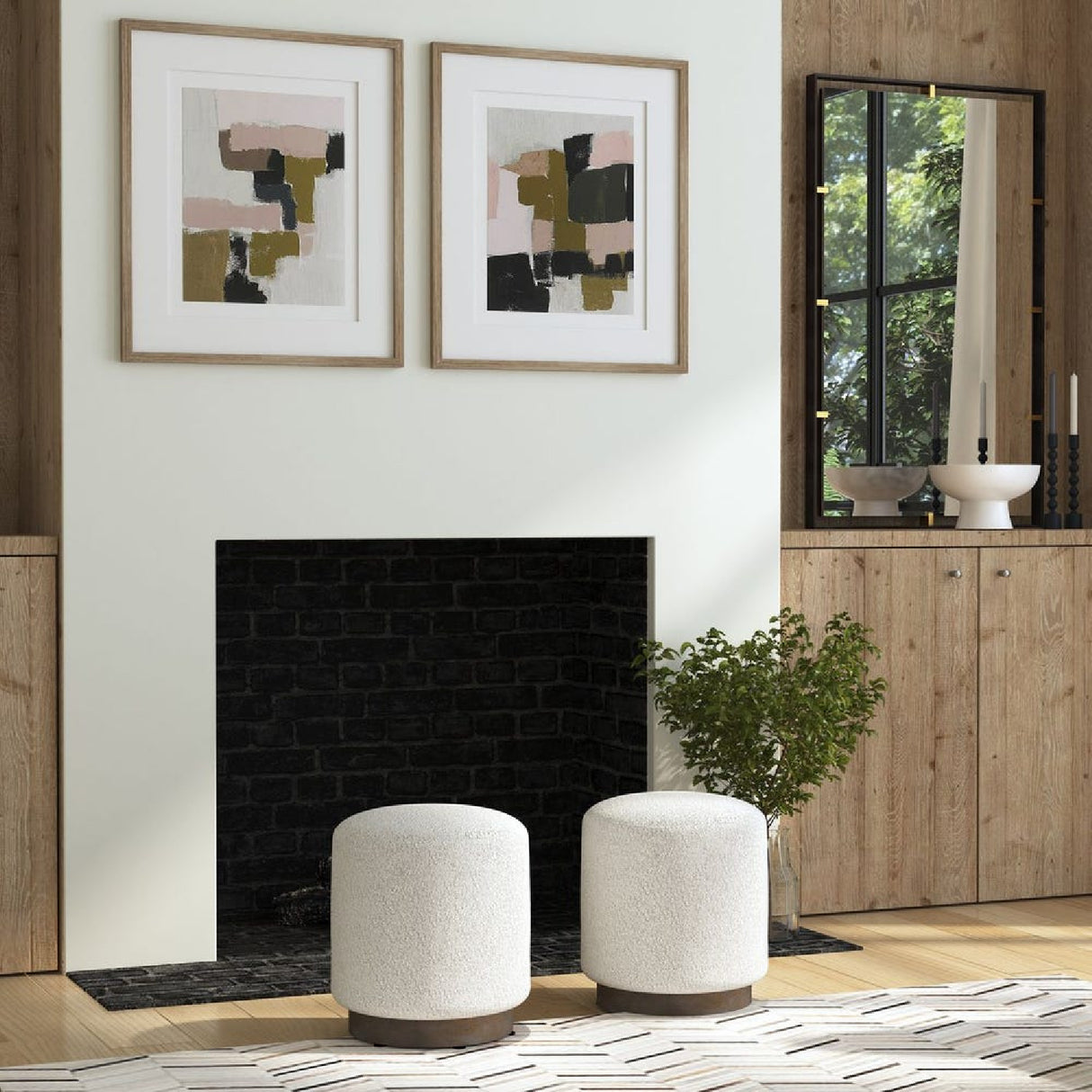   Cylindrical Textured Fabric Ottoman | Oroa.com