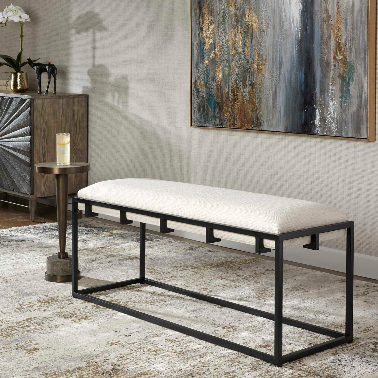   White Waffle Seat Bench | Oroa.com