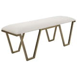 White Textured Fabric Bench | Uttermost Farrah