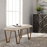 White Textured Fabric Bench | Uttermost Farrah
