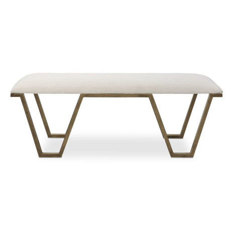 White Textured Fabric Bench | Uttermost Farrah