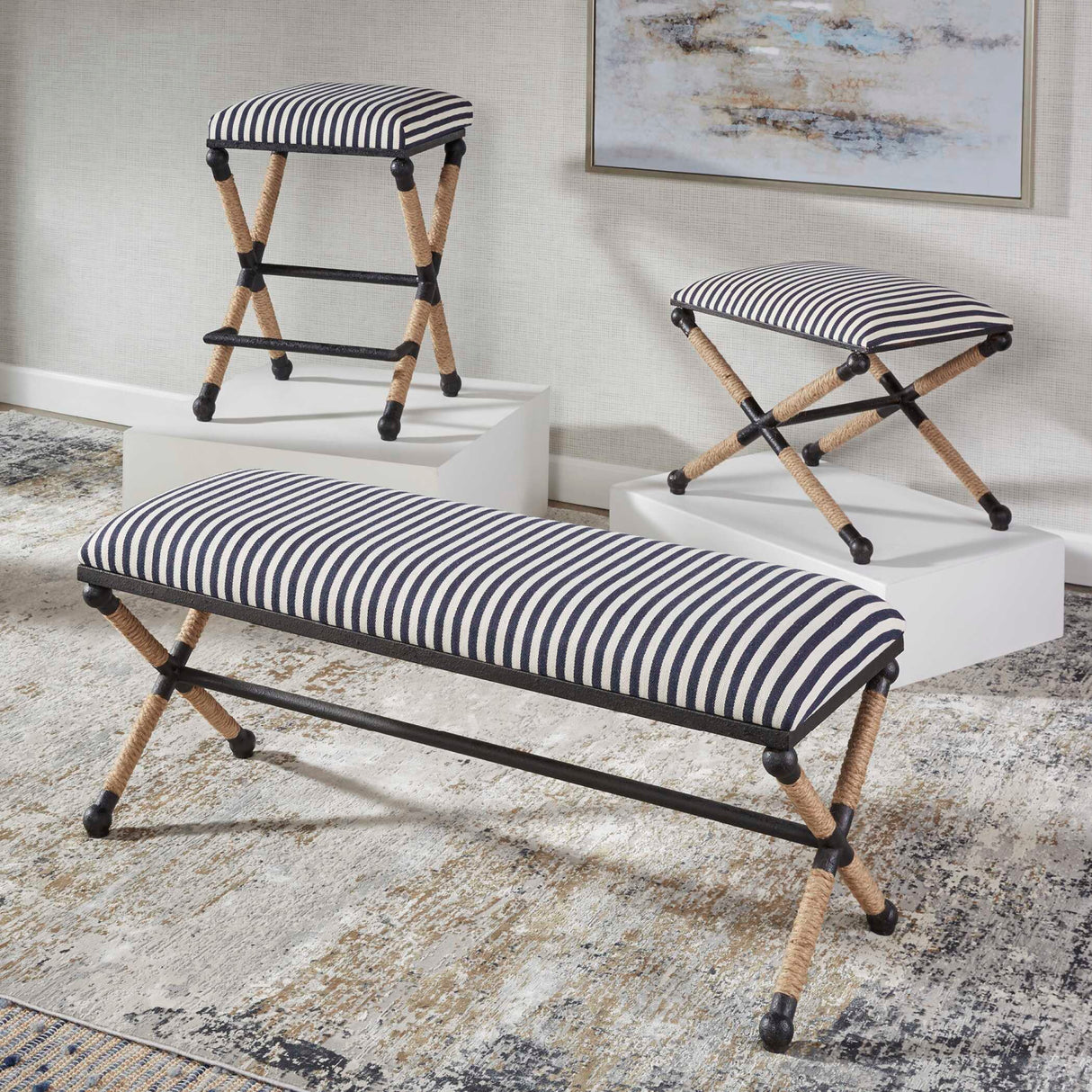   Sailor Striped Counter Stool | Oroa.com