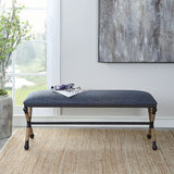 Modern European furniture - Blue Cotton Blend Bench - www.oroa.com