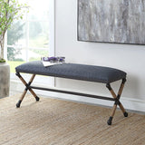 Modern European furniture - Blue Cotton Blend Bench - www.oroa.com