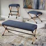 Modern European furniture - Blue Cotton Blend Bench - www.oroa.com