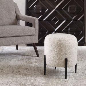   White Shearling Ottoman | Oroa.com