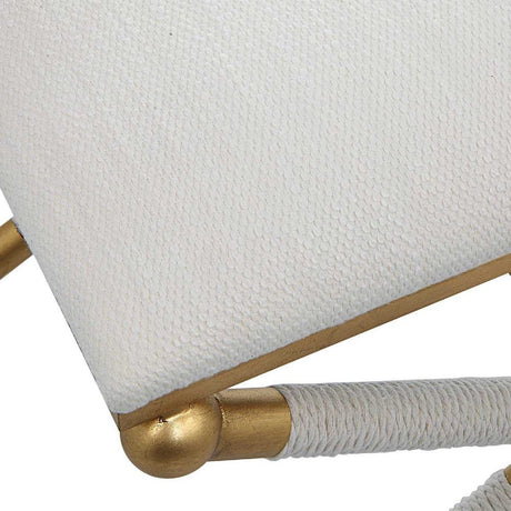 Modern European furniture - Gold Framed White Bench S - www.oroa.com