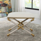 Modern European furniture - Gold Framed White Bench S - www.oroa.com